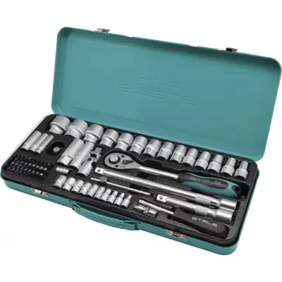 Набор торцевых головок с трещоткой, 1/2 и 1/4, 69 предметов Stels наличный и безналичный расчет
