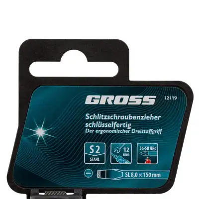 Отвертка SL8 x 150 мм, S2, трехкомпонентная рукоятка Gross наличный и безналичный расчет