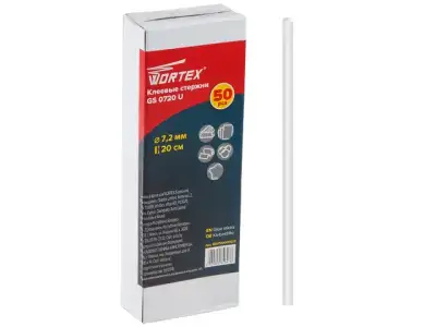 Клеевые стержни WORTEX GS 0720 U  (PVC универсальный, 7,2*200мм, 50шт, коробка) (PVC универсальный) наличный и безналичный расчет