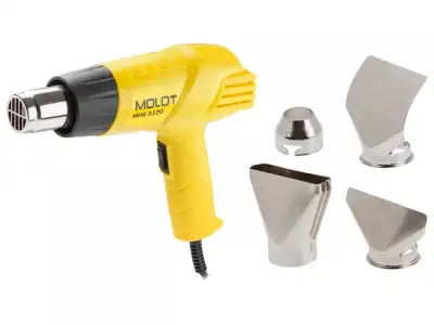 Термовоздуходувка MOLOT MHG 5120 в кор. + набор сопл (2000 Вт, 2 скор., 350-550 °С, ступенч. рег.,300-500 л/мин) наличный и безналичный расчет