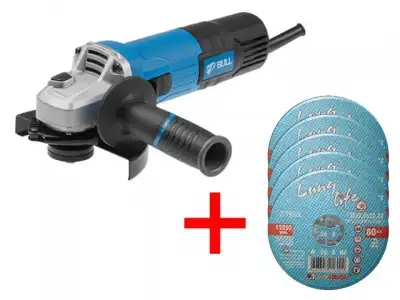 Одноручная углошлифмашина BULL WS 1202 в кор. + АКЦИЯ!(5 отрезных кругов в ПОДАРОК!) (950 Вт, диск 125х22 мм, регул. об., плавный пуск) наличный и безналичный расчет