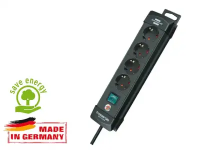 Удлинитель 1.8м (4 роз., 3.3кВт, с/з, выкл., ПВС) черный Brennenstuhl Premium-Line (провод 3х1,5мм2, сила тока 16А, с/з - с заземляющим контактом) наличный и безналичный расчет