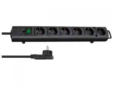 Удлинитель 2м (6 роз., 3.3кВт, с/з, выкл., ПВС) черный Brennenstuhl Comfort-Line Plus (провод 3х1,5мм2, сила тока 16А, с/з - с заземляющим контактом) наличный и безналичный расчет