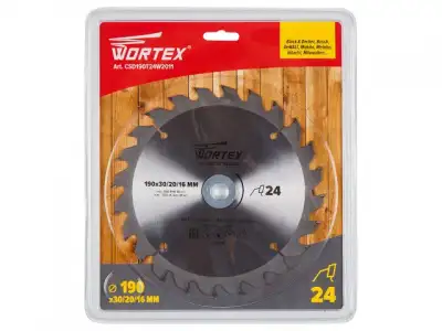 Диск пильный 190х30/20/16 мм 24 зуб. по дереву WORTEX (твердоспл. зуб) наличный и безналичный расчет