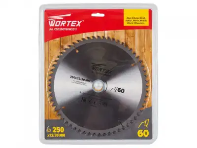 Диск пильный 250х32/30 мм 60 зуб. по дереву WORTEX (твердоспл. зуб) наличный и безналичный расчет