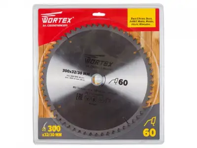 Диск пильный 300х32/30 мм 60 зуб. по дереву WORTEX (твердоспл. зуб) наличный и безналичный расчет