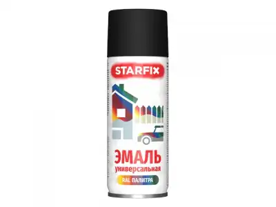 Краска-эмаль аэроз. универсальная черный матовый STARFIX 520мл (9011) (Графитовый черный, матовая) наличный и безналичный расчет