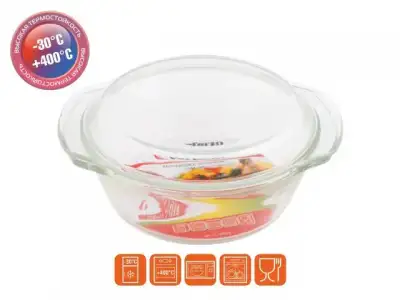 Кастрюля из жаропрочного стекла, 1.0 л, с крышкой, 206х179х85 мм, PERFECTO LINEA наличный и безналичный расчет