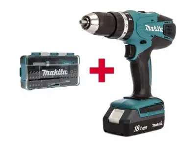 Аккум. ударная дрель-шуруповерт MAKITA HP 457 DWE в чем. + Набор бит 47 шт. (B-36170) (18.0 В, 2 акк., 1.5 А/ч Li-Ion, 2 скор., 42 Нм, шурупы до 13 мм наличный и безналичный расчет