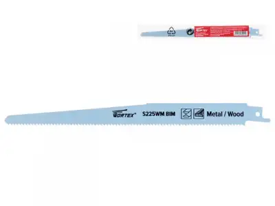Пилка сабельная по дереву с гвоздями S225WM (1 шт.) WORTEX (пропил криволинейный, тонкий, для базовых работ) наличный и безналичный расчет