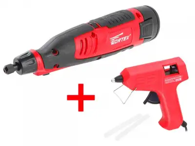 Гравер аккумуляторный WORTEX MG 1213 ELi в кор. + аксессуары + АКЦИЯ (Пистолет клеевой WORTEX GG 071 (Гравер аккум.WORTEX MG 1213 ELi + клеевой пистол наличный и безналичный расчет