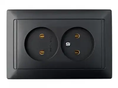 Розетка 2-ая (скрытая, б/з) графит, Стиль ГРАФИТ, Bylectrica наличный и безналичный расчет