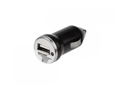 Зарядное устройство в прикуриватель USB, 5V, 1000mA, черное REXANT наличный и безналичный расчет