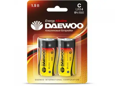 Батарейка C LR14 1,5V alkaline BL-2шт DAEWOO ENERGY наличный и безналичный расчет