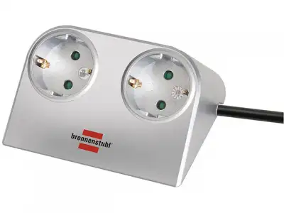 Удлинитель настол. 1,8м (2 роз., 3.3кВт, с/з, ПВС) серебристый Brennenstuhl Desktop-Power (провод 3х1,5мм2, сила тока 16А, с/з - с заземляющим контакт наличный и безналичный расчет