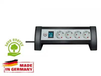 Удлинитель настол. 1,8м (4 роз., 3.3кВт, с/з, выкл., ПВС) Brennenstuhl Premium-Line (чер./свет.-серый, провод 3х1,5мм2, сила тока 16А, с/з - с заземля наличный и безналичный расчет