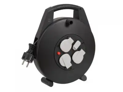 Удлинитель на катушке  10м бытовой (3 роз., 3.3кВт, 2 USB порта, с/з, ПВС) Brennenstuhl (провод 3х1,5мм2, сила тока 16А, 2 USB порта,  с/з - с заземля наличный и безналичный расчет