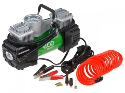 Компрессор автомобильный ECO AE-028-1 (70л/мин, 10bar, 280Вт, 12В) (12В, 280Вт, 10bar, 70л/мин, 2 цилиндра, фонарь, сумка) наличный и безналичный расчет