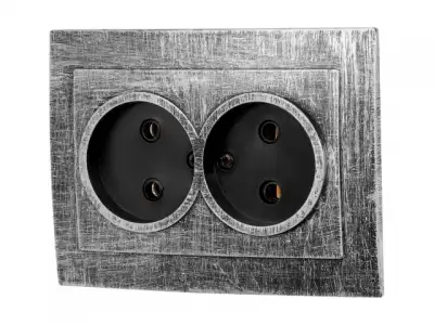 Розетка 2-ая (скрытая, б/з) серебро, Стандарт, Юпитер (RS 16-237 ЧС) (ЮПИТЕР) наличный и безналичный расчет