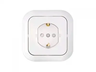 Розетка 1-ая (скрытая, с/з, со шторками) белая, Гармония, Bylectrica наличный и безналичный расчет