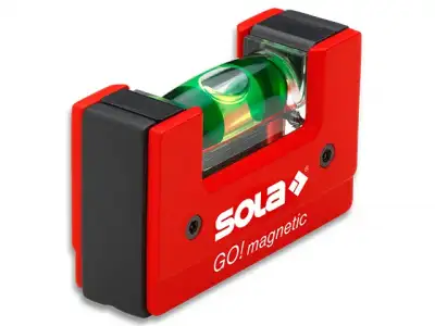 Уровень 68 мм 1 глазок пластм. GO! magnetik  (SOLA) Магнитный (Карманный магнитный уровень без держателя на пояс. Подсветка глазка.) наличный и безналичный расчет