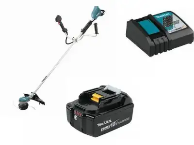 Триммер аккум. MAKITA DUR 368 AZ + АКЦИЯ(2 аккумулятора, 2 зарядных) (18.0 В, 2 акк., Li-Ion, 23 см, с ножом и головкой, плавный пуск, вес 10.5 кг) наличный и безналичный расчет