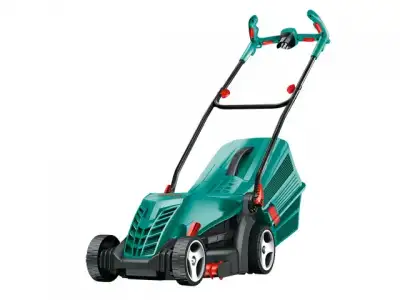 Газонокосилка электрическая BOSCH ARM 34 (1300 Вт, шир.34 см, выс. 20-70 мм, пластм. корпус, без мульчир., травосборник 40 л) наличный и безналичный расчет