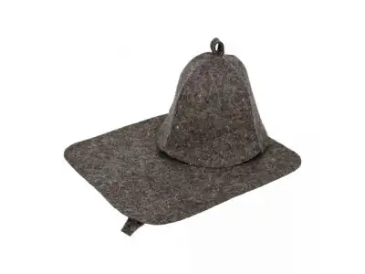 Набор для бани из 2-х предметов (шапка, коврик), серый, Hot Pot наличный и безналичный расчет