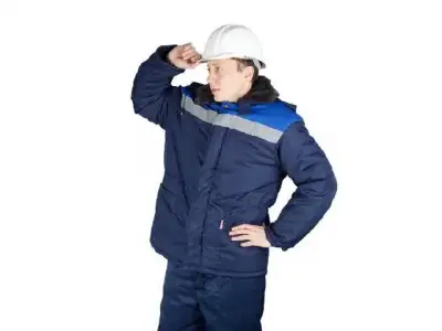 Куртка утепленная (синяя+василек) с капюшоном 