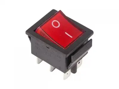 Выключатель клав. 250V 15А (6с) ON-ON красный с подсветкой (уп. 2 шт.) (RWB-506, SC-767) REXANT наличный и безналичный расчет