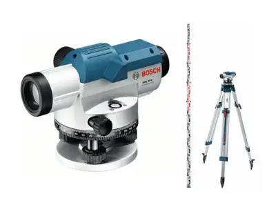 Нивелир оптический BOSCH GOL 20 D KIT со штативом и рейкой в кейсе (увеличение 20х, до 60 м, резьба 5/8