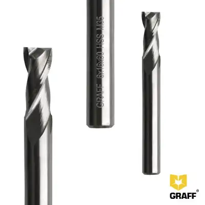 Фреза концевая двухзаходная 6х60х16х6 мм по алюминию HSS M35 GRAFF наличный и безналичный расчет