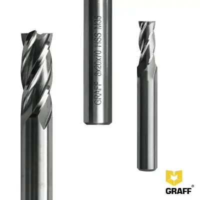 Фреза концевая четырехзаходная 8х70х20х10 мм по металлу HSS M35 GRAFF наличный и безналичный расчет