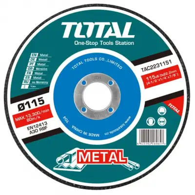 Круг отрезной 115x6,0x22,2 мм по металлу TOTAL TAC2231151 наличный и безналичный расчет