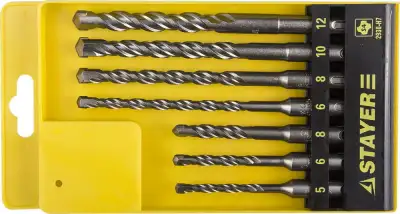STAYER Набор буров SDS-plus 7 шт: 5 x 110, 6 x 110, 8 x 110, 6 x 160, 8 x 160, 10 x 160, 12 x 160 мм, Professional наличный и безналичный расчет