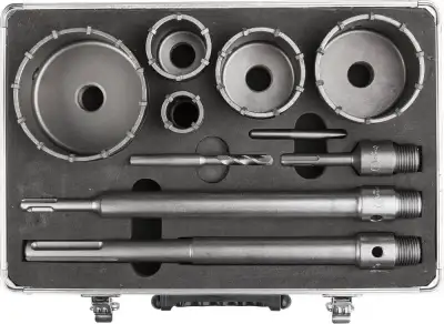 Набор коронок по бетону с оснасткой, d = 33, 50, 68, 82, 100 мм, кейс, ЗУБР Профессионал наличный и безналичный расчет