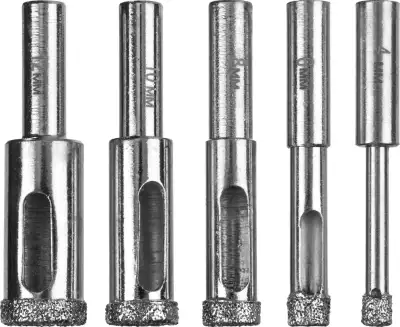 Набор сверл алмазных трубчатых с кондуктором по кафелю и стеклу d 4, 6, 8, 10, 12 мм, Р60, ЗУБР Профессионал наличный и безналичный расчет
