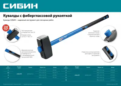 СИБИН 2 кг кувалда с фиберглассовой рукояткой наличный и безналичный расчет