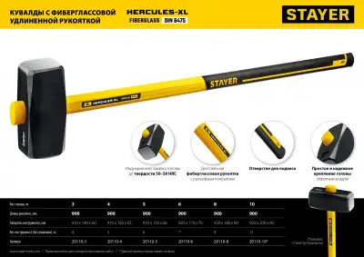 STAYER Hercules 4 кг кувалда с фиберглассовой удлинённой рукояткой наличный и безналичный расчет