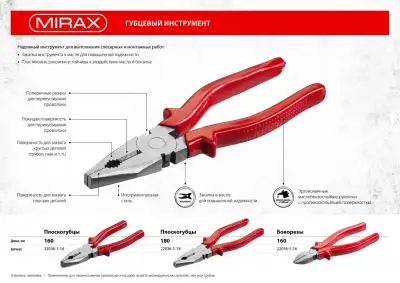 Плоскогубцы, MIRAX 22036-1-16, 160мм наличный и безналичный расчет