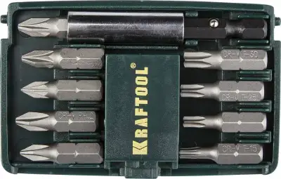 Набор бит ″COMPACT-10″ с магнитным адаптером, KRAFTOOL 26130-H10, в мини бит-боксе, 10 предметов наличный и безналичный расчет
