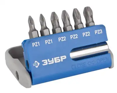 Набор ЗУБР: Биты с магнитным адаптером, хромомолибденовая сталь S2, PZ1(2шт), PZ2(3шт), PZ3(1шт), 7 пред наличный и безналичный расчет