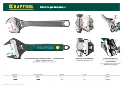 Ключ разводной SlimWide Ultra, 150 / 34 мм, KRAFTOOL наличный и безналичный расчет