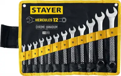 Набор комбинированных гаечных ключей 12 шт, 6 - 22 мм, STAYER HERCULES наличный и безналичный расчет