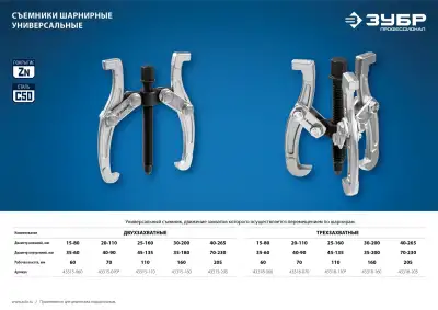 Съемник шарнирный 3-захватный, 160 мм, ЗУБР Профессионал 43318-160 наличный и безналичный расчет