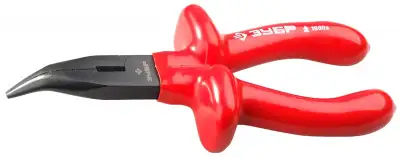 Тонкогубцы ″ЭЛЕКТРИК″ изогнутые диэлектрические, высоковольтные до ~1000В, маслобензостойкая рукоятка, 160мм, ЗУБР Мастер 2214-4-16 наличный и безналичный расчет