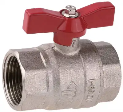 Кран ЗУБР шаровой 1″ полнопроходной ″мама-мама″, бабочка, никелированная латунь наличный и безналичный расчет