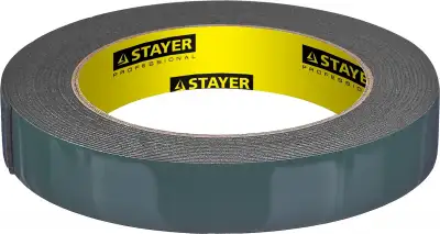 Двухсторонняя клейкая лента на вспененной основе, STAYER Professional 12233-19-05, черная, 19мм х 5м наличный и безналичный расчет