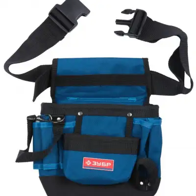 Сумка - пояс ЗУБР ″ЭКСПЕРТ″ одинарная, держатель для молотка, 9 карманов наличный и безналичный расчет
