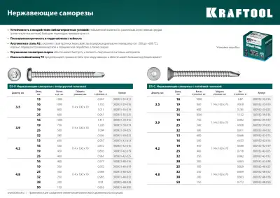 Нержавеющие саморезы DS-P с полукруглой головкой, 16 х 3.5 мм, 1 000 шт, KRAFTOOL наличный и безналичный расчет